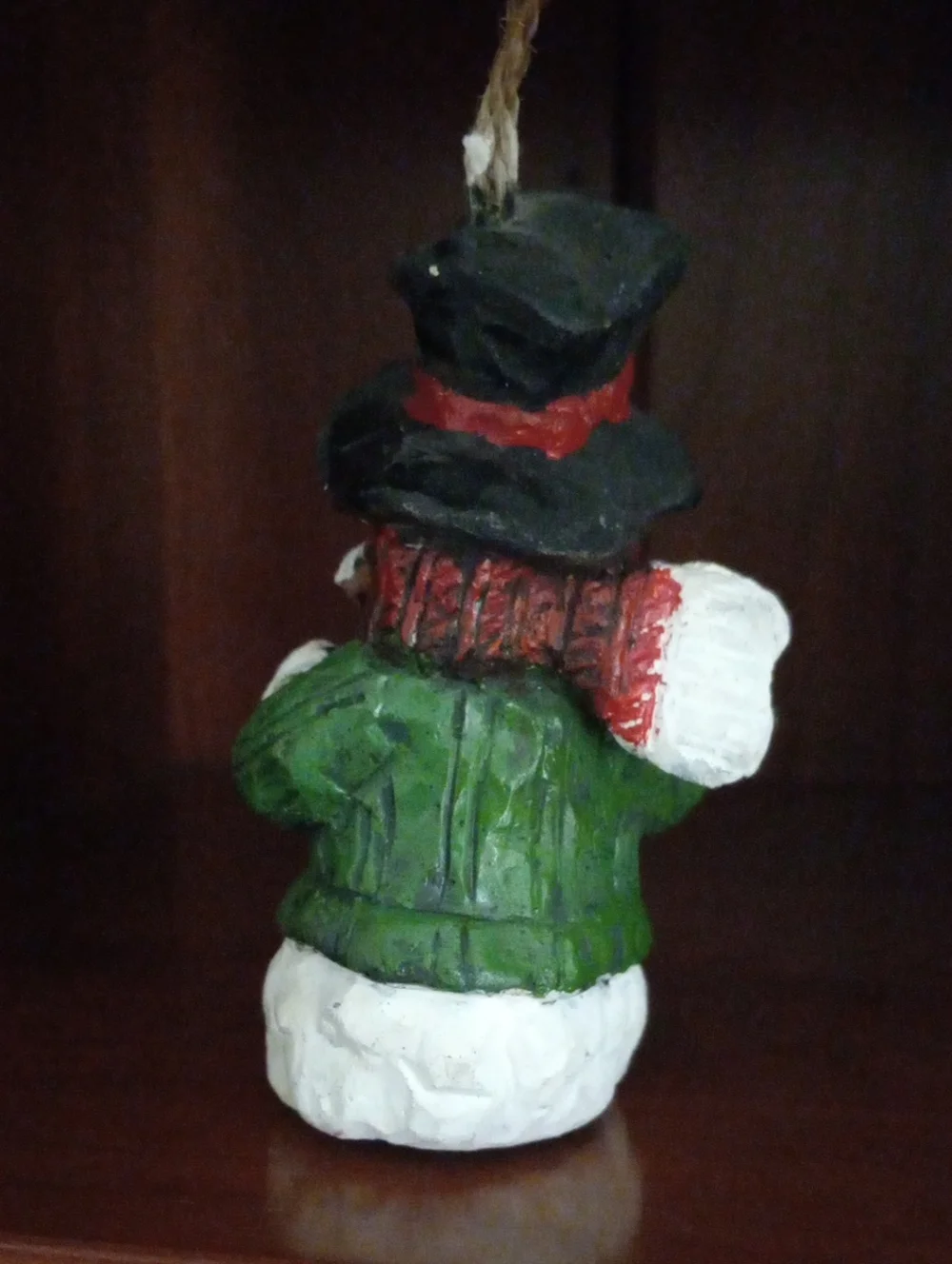 Vintage Hand-Painted Resin Snowman Christmas Ornament – Country Holiday Decor